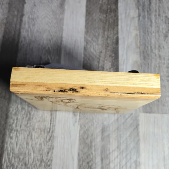 Boutique Artisan Trivet Live Edge Cherry Wood BC Mountain Sheep Engraved Cabin - Picture 8 of 8